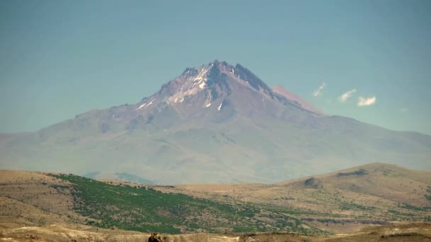 Monte Erciyes Vulcão Adormecido Montanha Mais Alta Anatólia Central Turquia — Vídeo de Stock