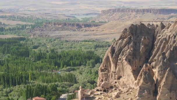 Selime Anatolische Dorp Sprookjesachtige Schoorstenen Ihlara Vallei Aksaray Turkije Traditionele — Stockvideo