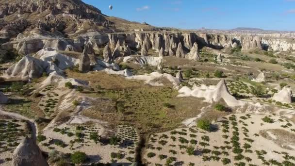 Montgolfières Volant Dessus Hoodoos Cheminées Fées Dans Vallée Goreme Cappadoce — Video