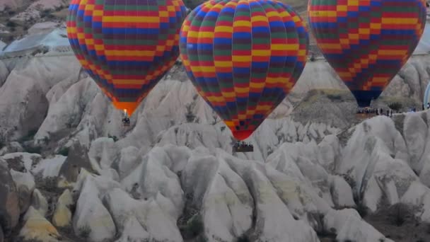 Preparativos Para Inflar Globos Aire Caliente Noche Antes Sunrise Burner — Vídeos de Stock