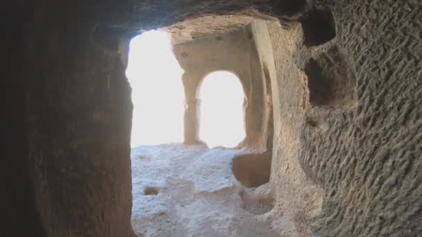 Fairy Chimneys Hoodoos Cave House Historical Monastery Eyes Traveling Tourist — Stock Video