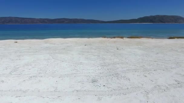 Praia Areia Branca Beira Mar Costa Tropical Litoral Brilhante Costa — Vídeo de Stock