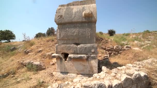 Lycian Tomb Old Исторических Каменных Произведений Древней Цивилизации Города Christ — стоковое видео