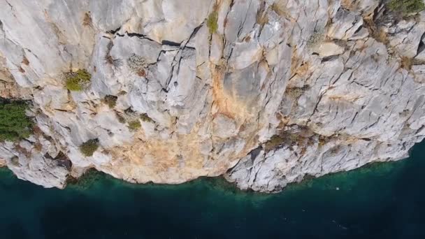 Línea Costa Virgen Arrecife Claro Aéreo Mar Turquesa Brillante Costa — Vídeos de Stock