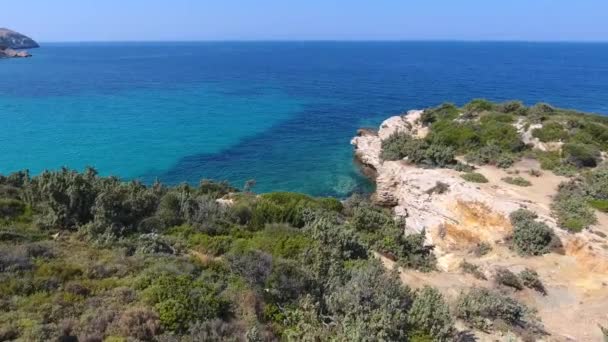 Línea Costa Virgen Arrecife Claro Aéreo Mar Turquesa Brillante Piedra — Vídeo de stock