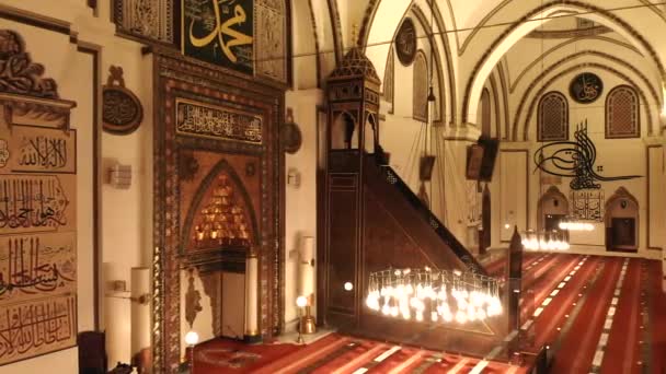 Interior Gigante Histórica Gran Mosque Minaret Masjid Dios Místico Religión — Vídeo de stock
