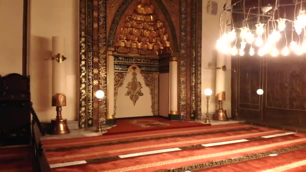 Interno Gigante Storica Grande Moschea Minareto Masjid Dio Mistico Religione — Video Stock