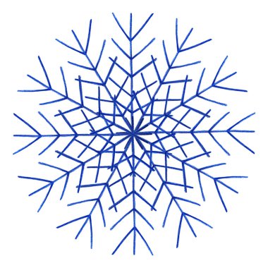 Mavi İzole Kar Tanesi. El Çizimi: Kalem.