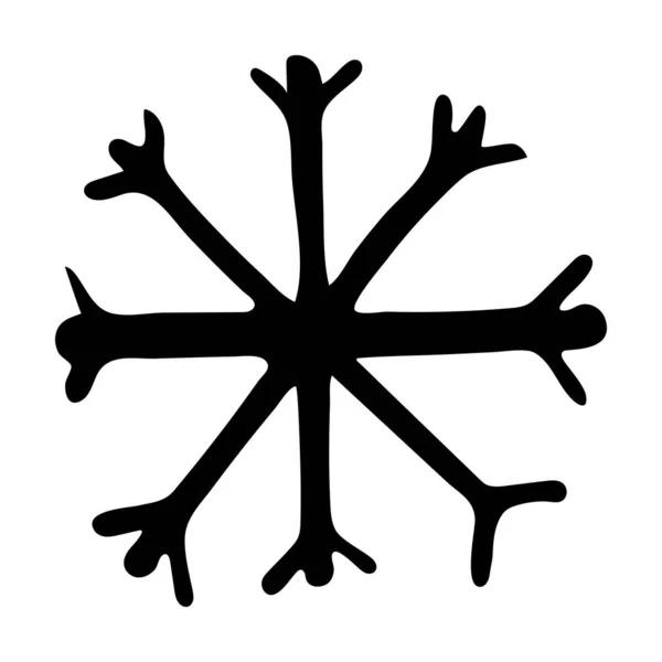 Hand drawn black and white doodle sketch snowflake. — Stock Photo, Image