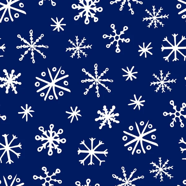 Ручной Рисунок Рождество Бесшовный Шаблон Снежинками Зимний Фон Нарисован Цветным — стоковый вектор