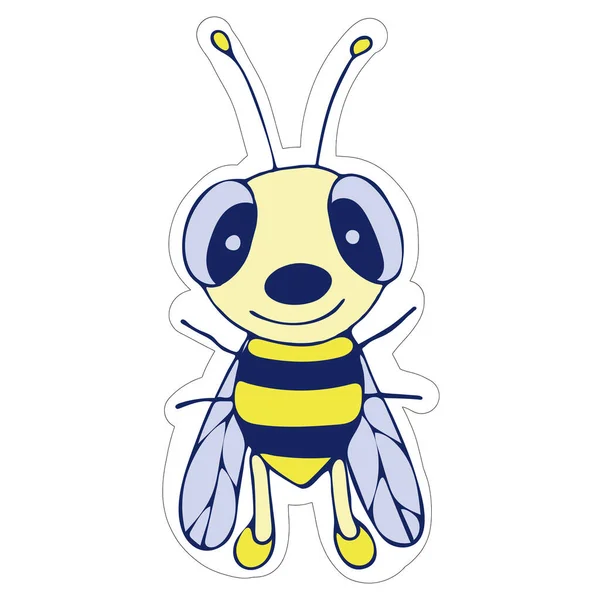 Handgezeichnete Süße Biene Mit Honigaufkleber Isolierte Biene Auf Weißem Hintergrund — Stockfoto