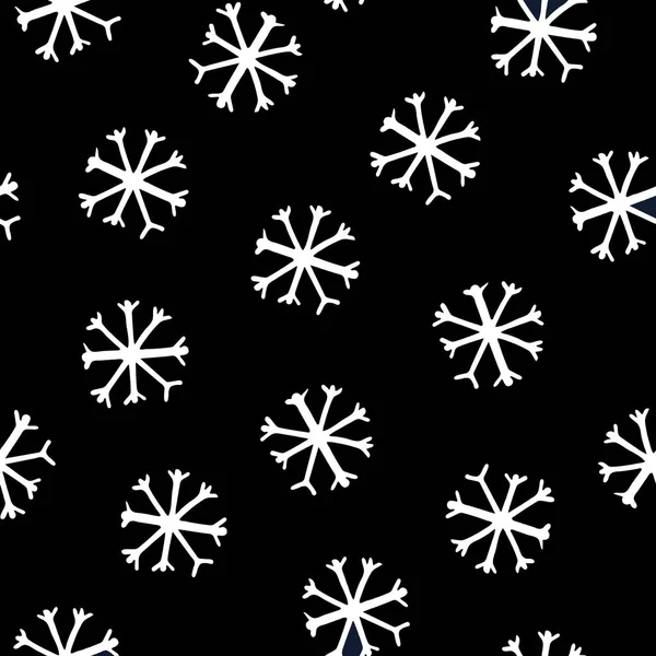 Seamless Pattern White Snowflakes Black Background Abstract Hand Drawn Doodle — Stock Photo, Image