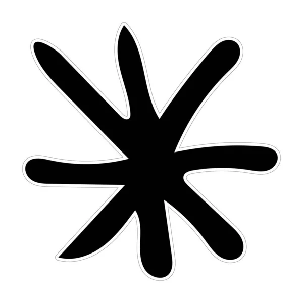 Hånd Tegnet Black White Doodle Sketch Snowflake Sticker Illustrasjon Snø – stockfoto