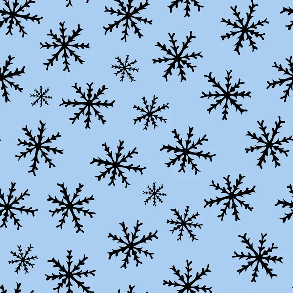 Μοτίβο Χωρίς Ραφή Μαύρες Νιφάδες Χιονιού Ανοιχτό Μπλε Φόντο Αφηρημένες — Φωτογραφία Αρχείου