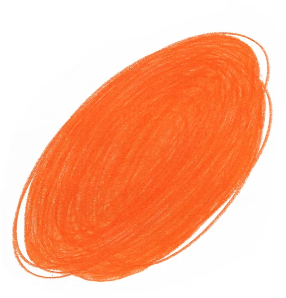 Mancha Abstracta Naranja Dibujada Por Lápiz Color Aislado Sobre Fondo —  Fotos de Stock