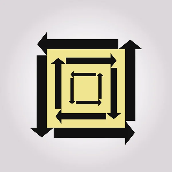 Reetitive process icon with square arrows explanation. Icon reflect renewable energy, recycling, repeable industry and business processes. — стоковый вектор