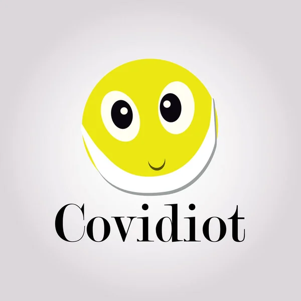 Illustrazione vettoriale con sorriso Covidiot per poster, banner, stampa t-shirt — Vettoriale Stock