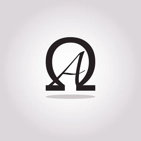Концептуальный Символический Альфа и Омега логотип логотипа марки - от начала и до конца или первый и последний. Векторная иллюстрация. — стоковый вектор