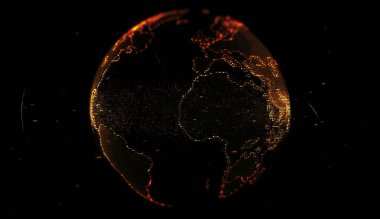Dünya Gezegeni Pikseli Soyut Siber Dünya, Kırmızı Küre Bilim Dijital Teknoloji Arkaplanı, Fütürist Teknoloji, Dijital Kelime Arkaplanı, Dijital Toprak, Parlak Dünya Bilimleri