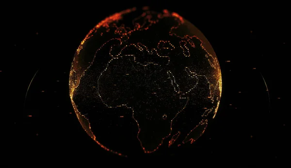 Pixel Planet Earth Abstract Cyber World Red Sphere Science Digital — Foto de Stock