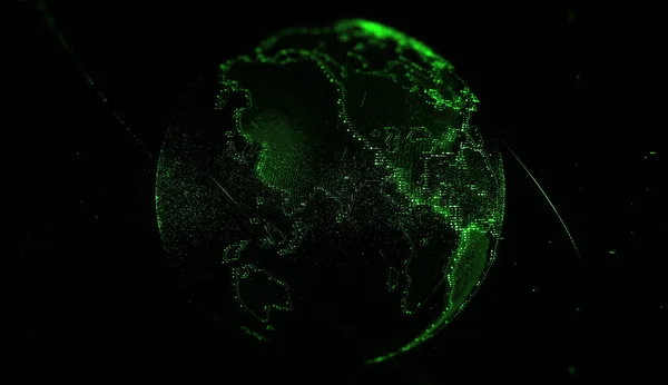 Planeta Pixel Planeta Tierra Abstracto Mundo Cibernético Esfera Verde Ciencia — Foto de Stock