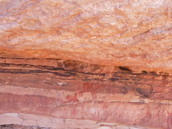 Tarih öncesi kaya resimleri ve Sahra Çölü 'ndeki kumtaşı duvarlara Tadrart Rouge' un oymaları. Afrika Kültür Mirası.