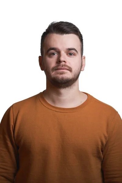 Isolated Head Shot Portrait Young Man Beard — Stock Photo, Image