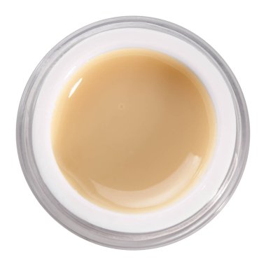 Tırnak jeli dokusu üst görünümü. Makro manikür cilası ve sim. Kadınlar için şeftali rengi krem, güzellik bakımı kozmetik