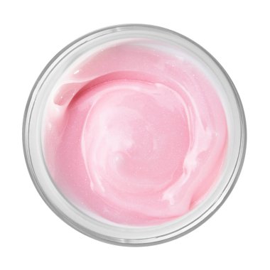 Tırnak jeli dokusu üst görünümü. Makro manikür cilası ve sim. Kadınlar için şeftali rengi krem, güzellik bakımı kozmetik