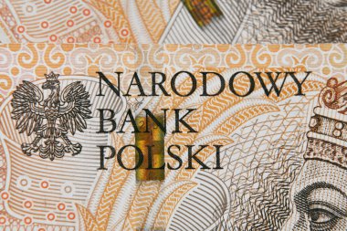 Polonyalı zlotinin Macro fotoğrafı. Polonya Merkez Bankası 'nın işareti