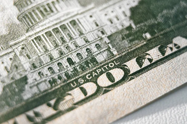 Usa Finansdepartement Skriver Dollarsedeln Makro Foto Tecken Dollarsedeln — Stockfoto