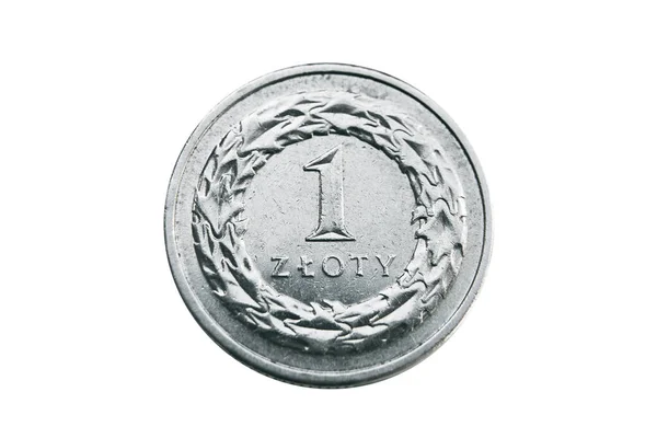 Zavřít Zlotý Polské Peníze Izolovaný Makrosnímek Evropské Mince — Stock fotografie