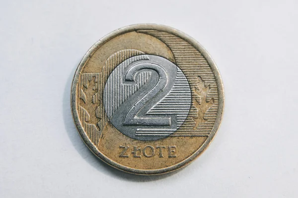 Monnaie Polonaise Deux Zloty Argent Avec Pièce Cuivre Monnaie Poland — Photo