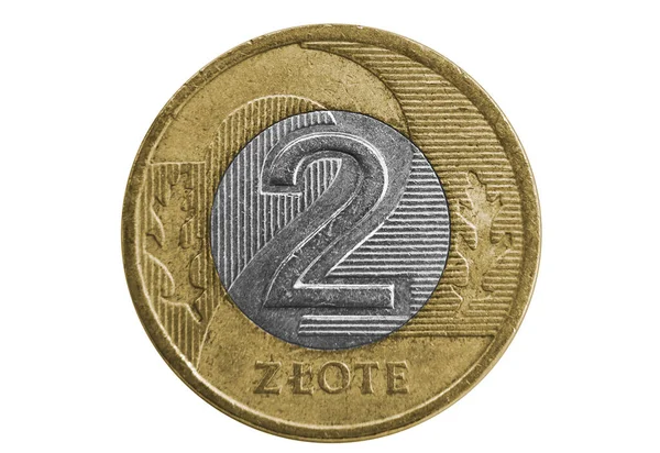 Monnaie Polonaise Deux Zloty Argent Avec Pièce Cuivre Monnaie Poland — Photo