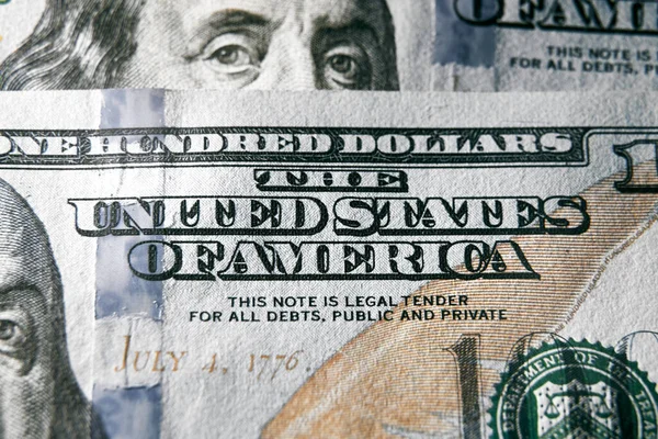 Los Estados Unidos América Firman Billete Cien Dólares Primer Plano —  Fotos de Stock