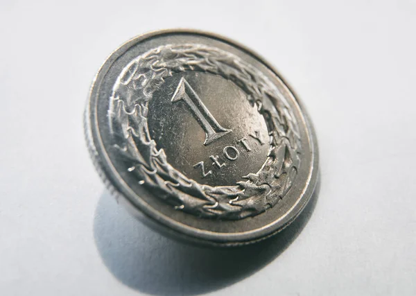 Zlotá Mince Makro Fotografie Polských Měnových Mincí Zblízka Staré Opotřebované — Stock fotografie