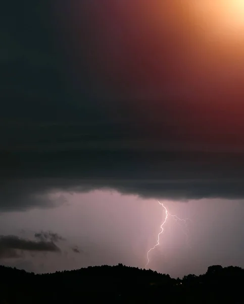 Fuertes Tormentas Noche Alerta Meteorológica Debido Rayo —  Fotos de Stock