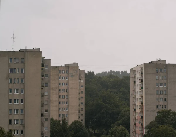 Bâtiments Hauteur Europe Maisons Résidentielles Béton Vieilli — Photo