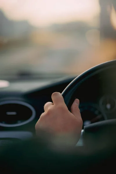 Conducir Coche Descapotable Durante Atardecer Verano — Foto de Stock