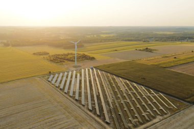 Green fields with renewable energy project site