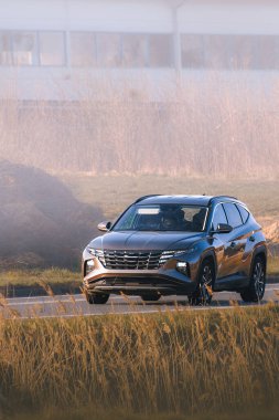 Yeşil arazide yeni lüks 4x4 sürüş