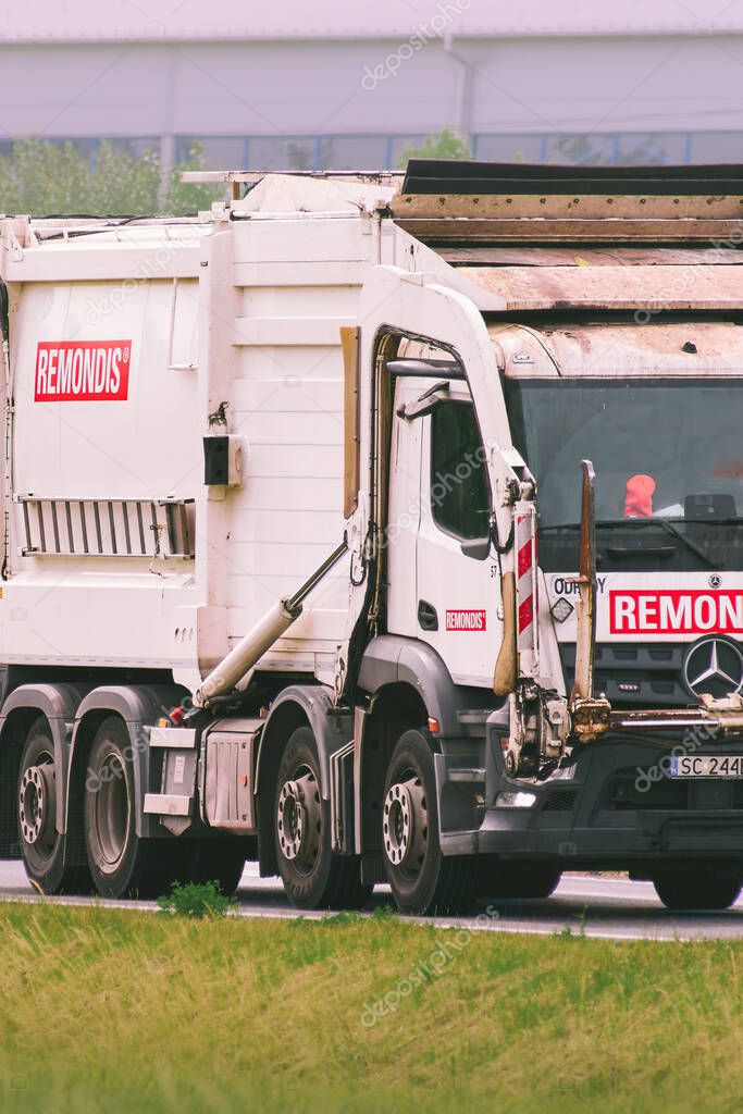 Remondis logo on recycling and disposal vehicle 12.08.2025 Poland Europe