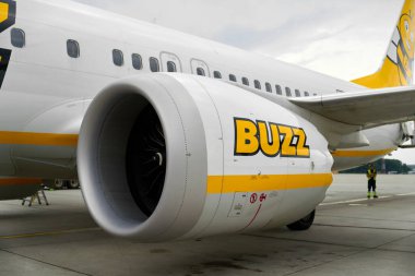 Kalkıştan önce Ryanair 737 uçağından BUZZ 18.09.2025 Polonya, Avrupa
