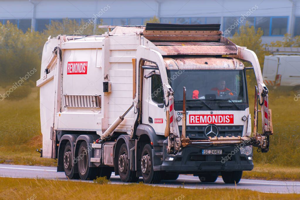 Remondis logo on recycling and disposal vehicle 12.08.2025 Poland Europe