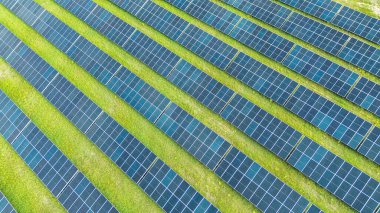 Yeşil çimenli çevre güneş çiftliği