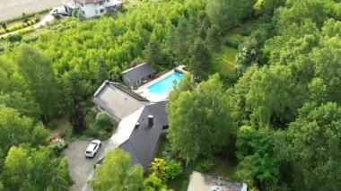 Housing development in rural countryside aerial view