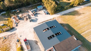 Etkin inşaat alanının havadan görüntüsü