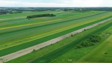 Hava kırsal tarım arazisi manzarası sabah güneşinde