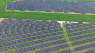 Sunlight-powered photovoltaic station on grass