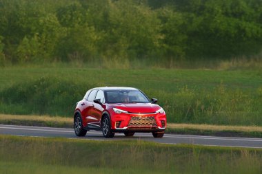 Alaşımlı tekerlekleri olan çağdaş Avrupa SUV modeli